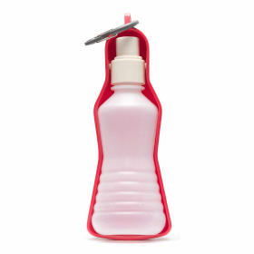 Messy Mutts Travel Water Feeder (Color: Watermelon, size: 9.6oz)