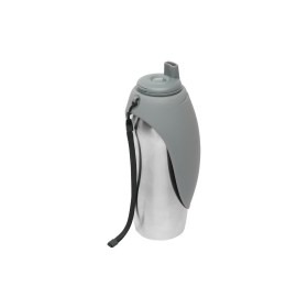 Messy Mutts Stainless w/Silicone Travel Water Bottle (Color: Cool Grey, size: 24oz)