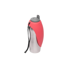 Messy Mutts Stainless w/Silicone Travel Water Bottle (Color: Watermelon, size: 24oz)