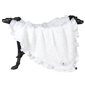 Ruffle Baby Dog Blanket (Color: White, size: large)